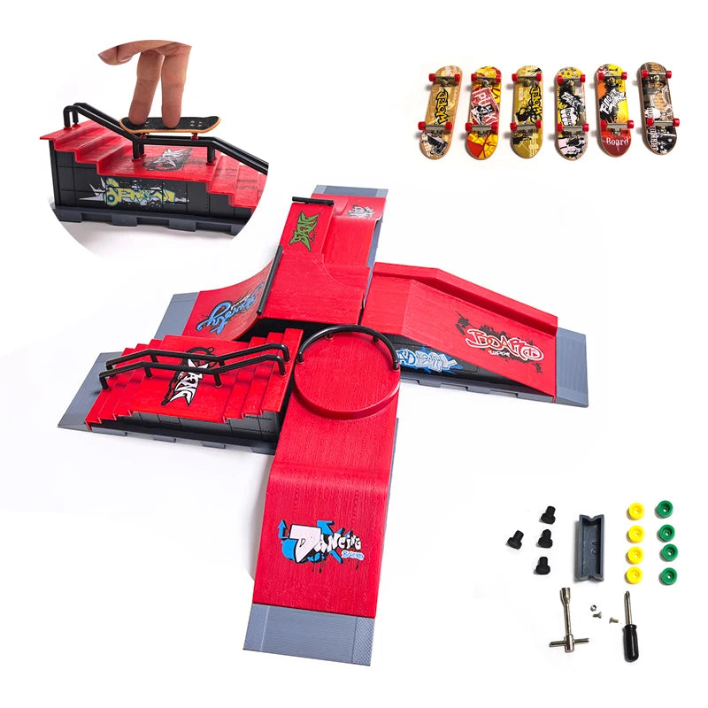 DIY Finger Skateboard Scene Venue Combination Sets Skate Park Ramp Parts Professional Tech Deck Novelty Toys Gift For Kids Child