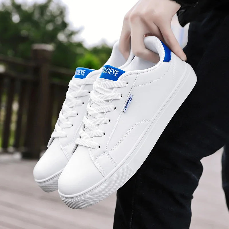Men's Casual White Skateboarding Shoes, Breathable