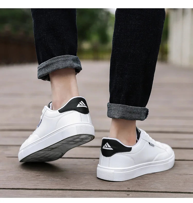 Men's Casual White Skateboarding Shoes, Breathable