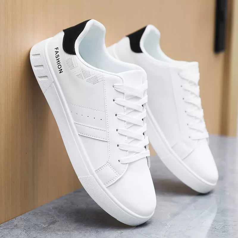 Men's Casual White Skateboarding Shoes, Breathable