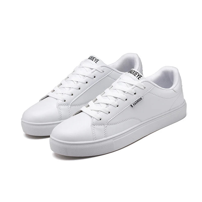 Men's Casual White Skateboarding Shoes, Breathable