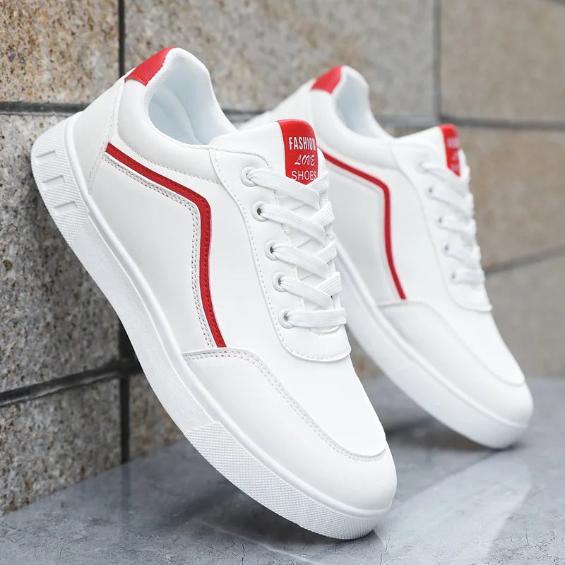 Men's Casual White Skateboarding Shoes, Breathable