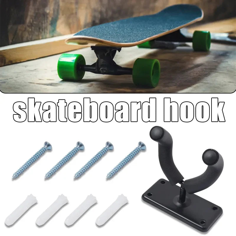 Universal Skateboard Hook, Deck Display Wall Mount, Horizontal Hanger Rack, Stable, Sturdy