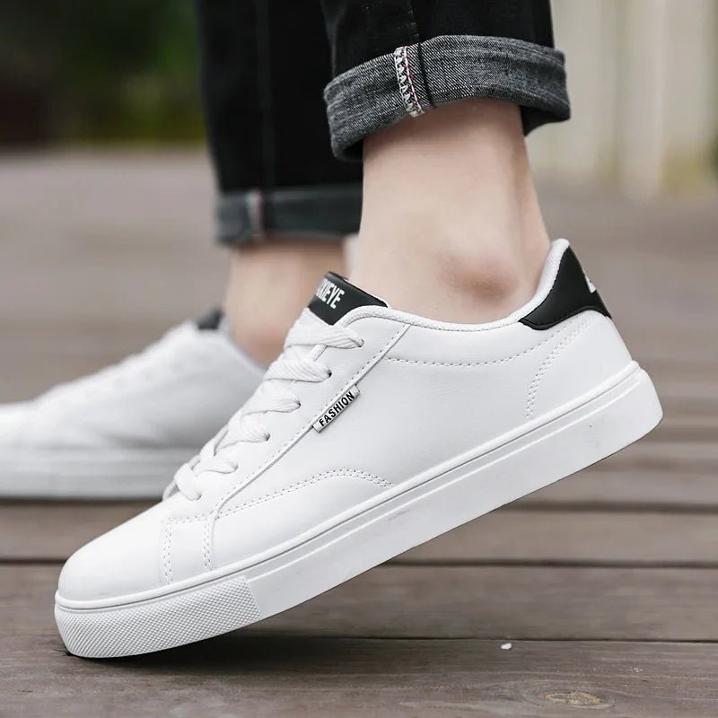 Men's Casual White Skateboarding Shoes, Breathable