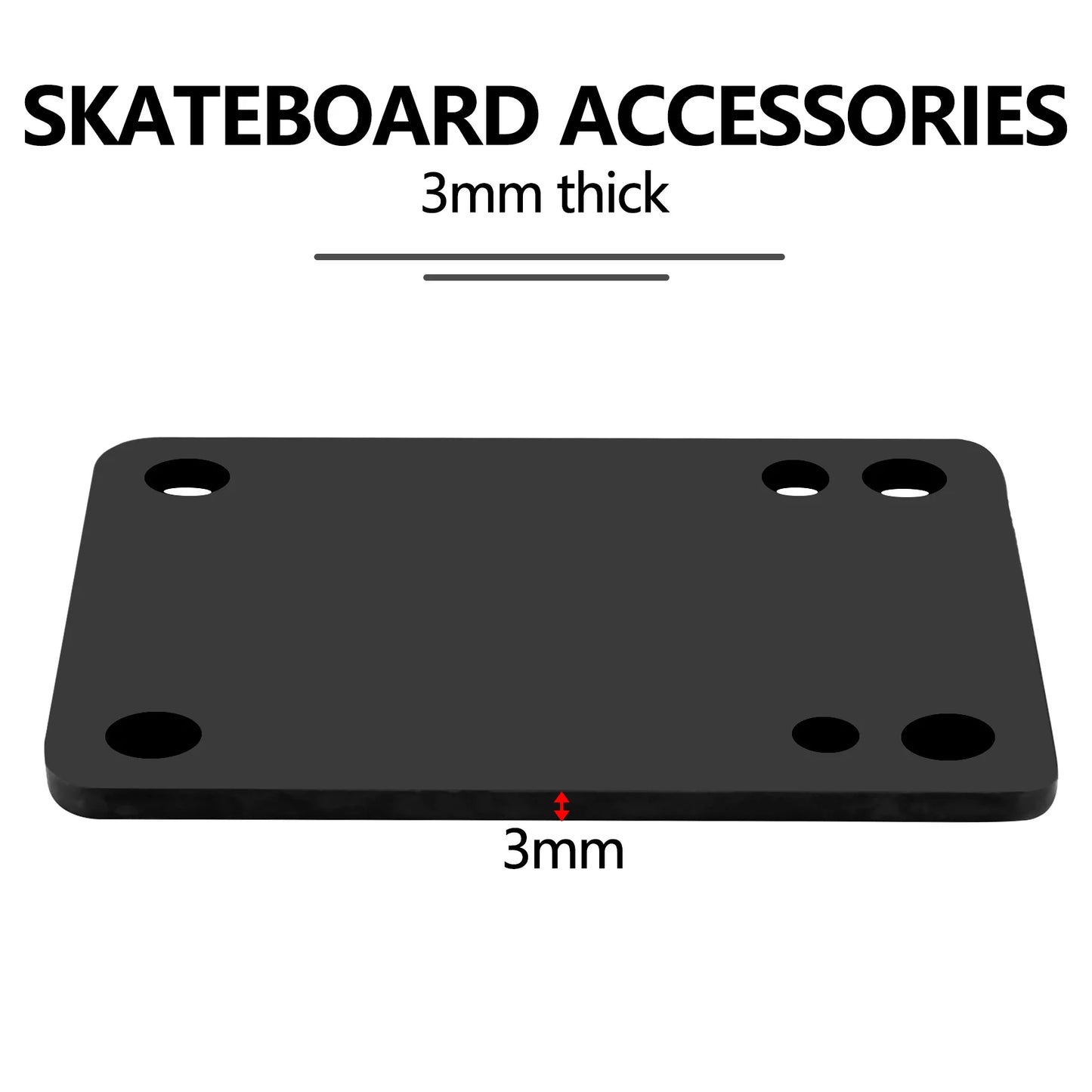 Rubber Skateboard Riser Pads, 1/8-Inch, 3mm Thick, 2-Pack