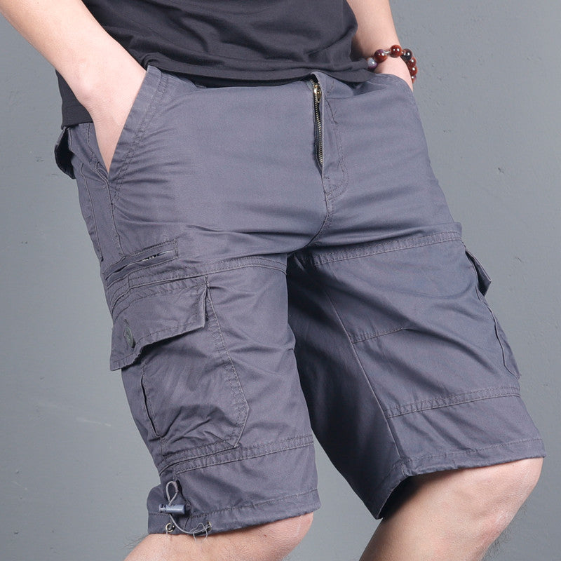 Multi-Pocket Cargo Shorts with Small Zippers