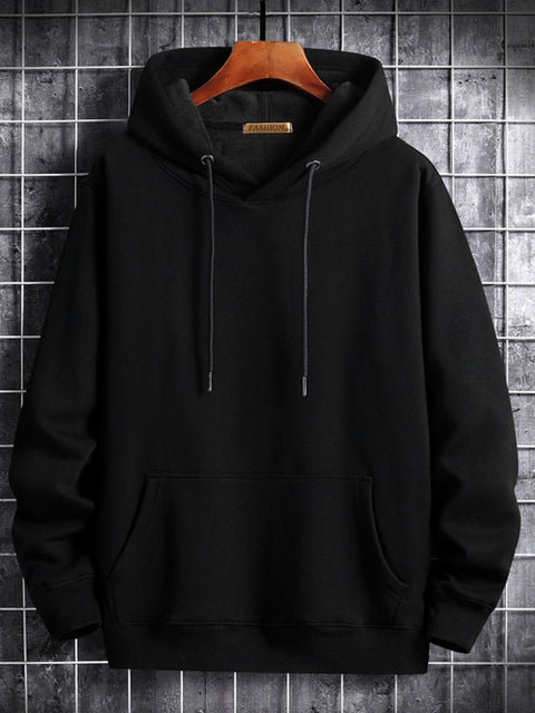 Velvet Thick Cotton Men's Hoodie, Casual Streetwear