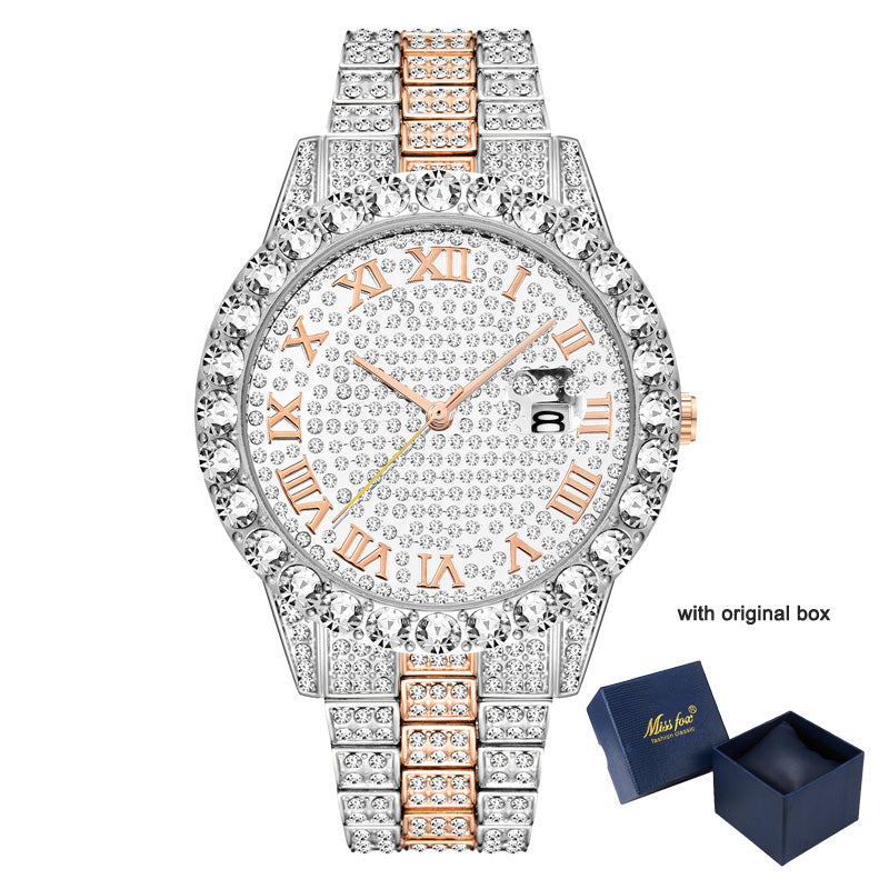 Luxury Waterproof Faux Diamond Men's Watch