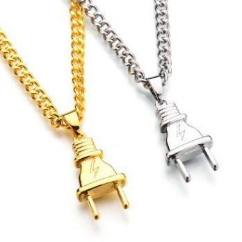 Titanium Electric Plug Skateboard Necklace (Gold, Silver, or Black)
