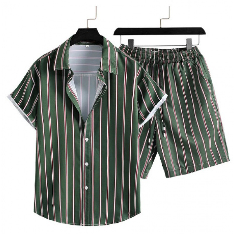 Men's Loose Fit Hawaiian Beach Shirt Suit