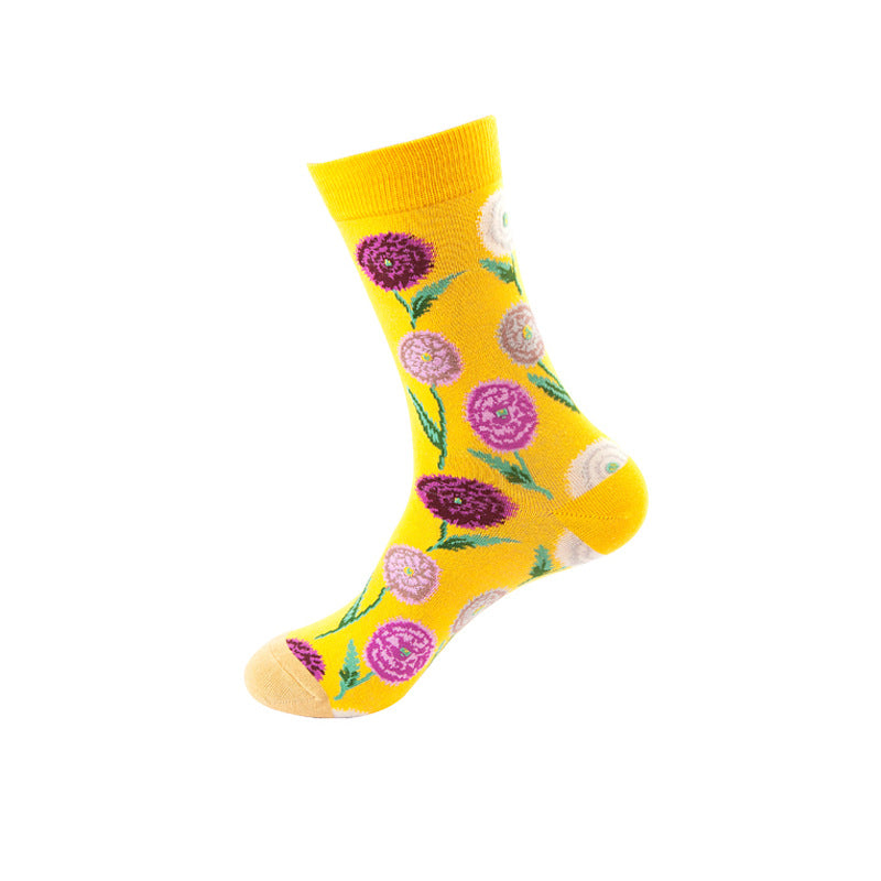 Colorful High-Cut Floral Socks for Skateboarding
