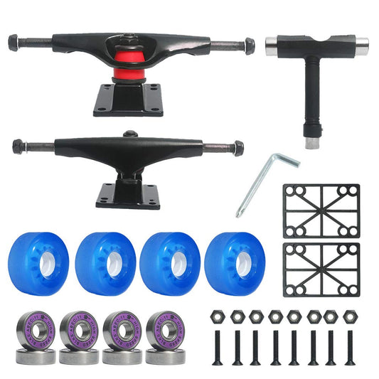 Jizmo Skateboard Trucks and Wheels Set, High Rebound, Cruiser Skateboard Wheels (60mm), Skateboard Bearings, ABEC-11, Skateboard Tool, Skateboard Pads, Skateboard Hardware Combo Starter Set