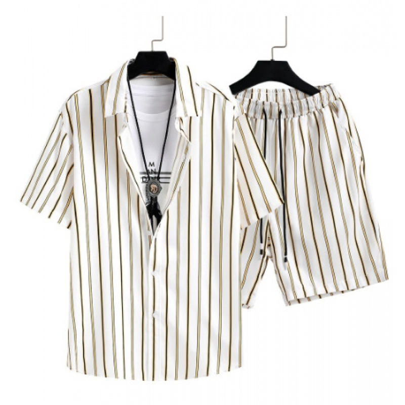 Men's Loose Fit Hawaiian Beach Shirt Suit