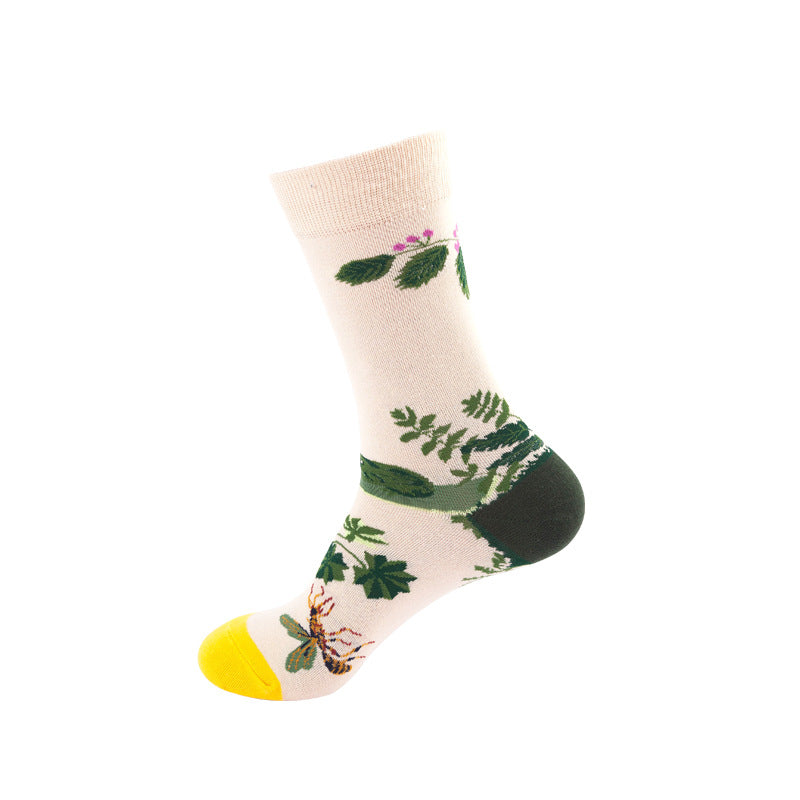 Colorful High-Cut Floral Socks for Skateboarding