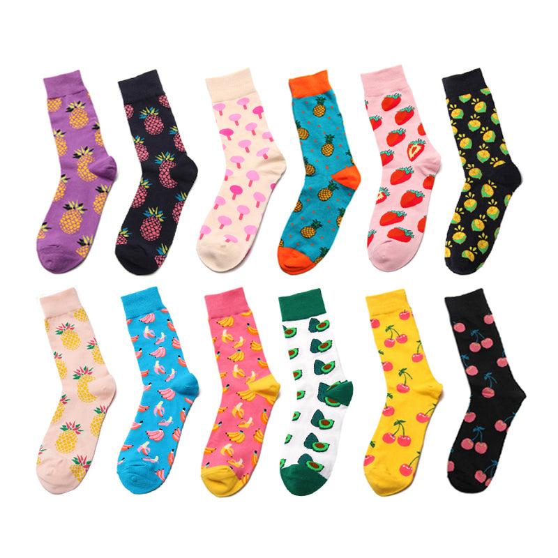 Fruit Print High-Cut Skate Socks