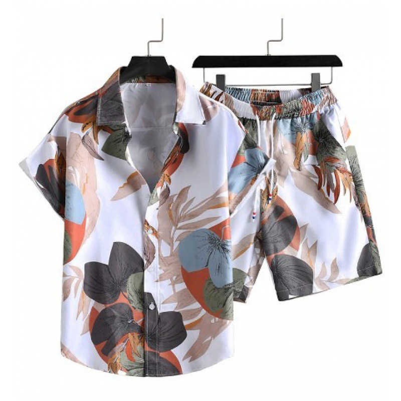 Men's Loose Fit Hawaiian Beach Shirt Suit