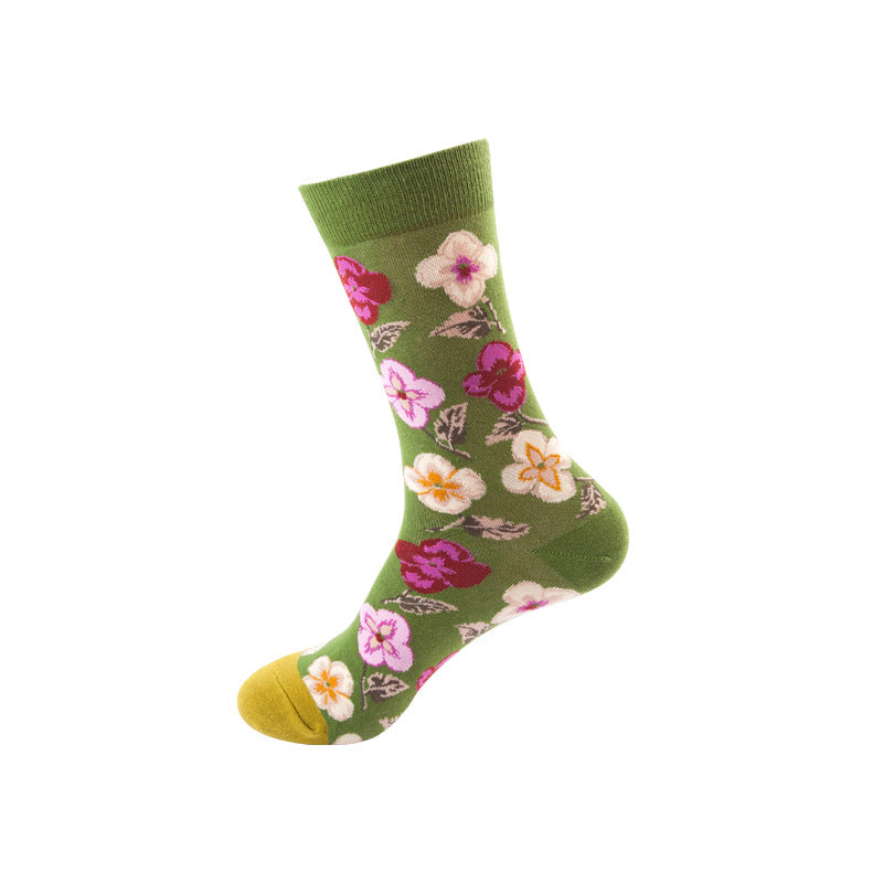 Colorful High-Cut Floral Socks for Skateboarding
