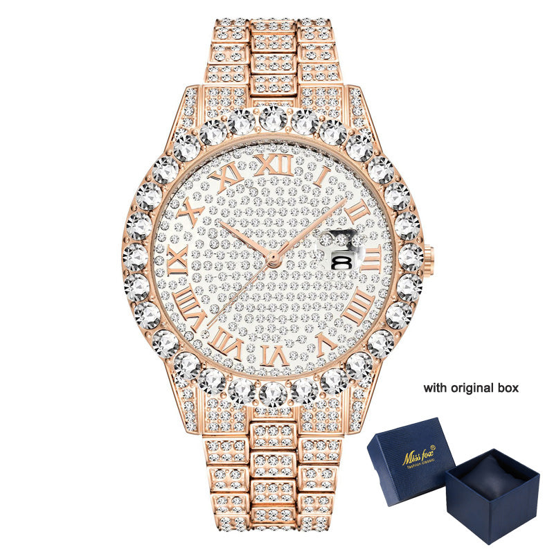 Luxury Waterproof Faux Diamond Men's Watch