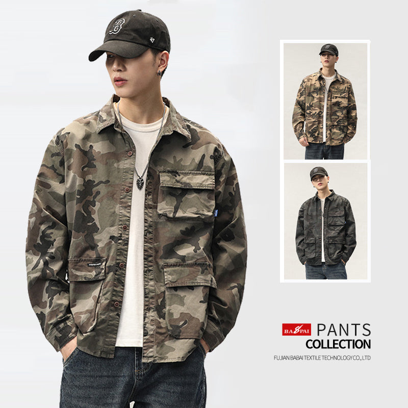 High-Quality Men's Camouflage Cargo Shirt for Outdoors