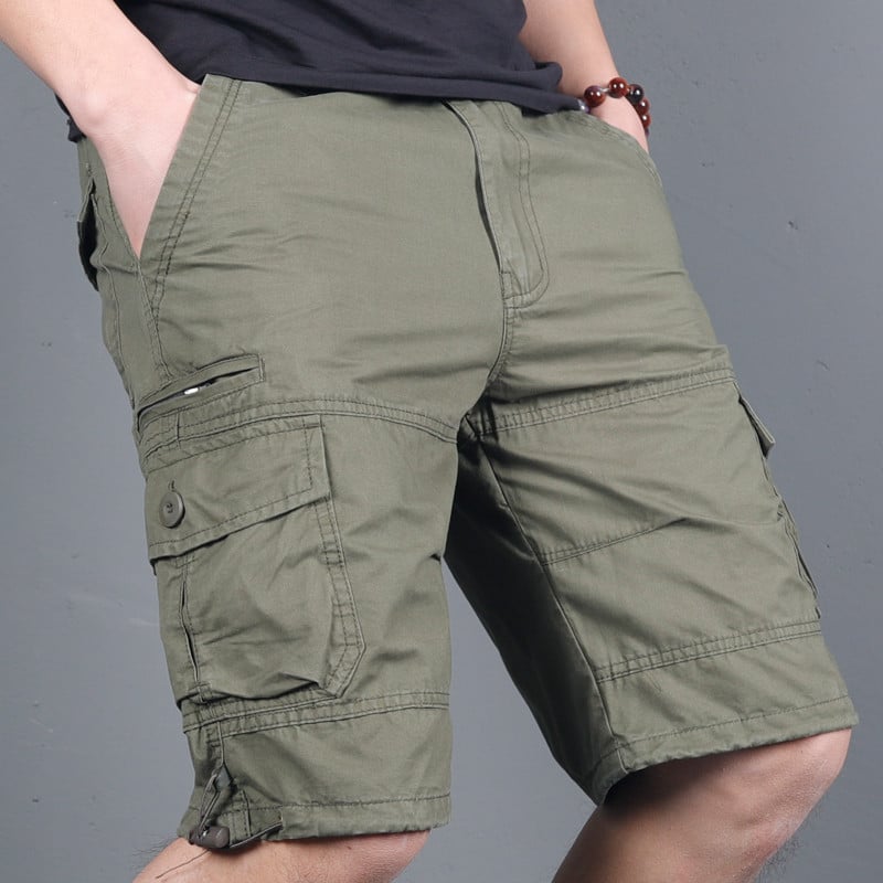 Multi-Pocket Cargo Shorts with Small Zippers
