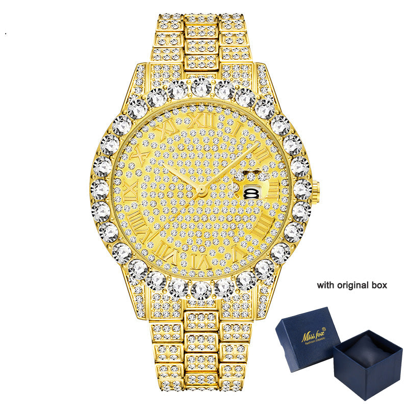 Luxury Waterproof Faux Diamond Men's Watch