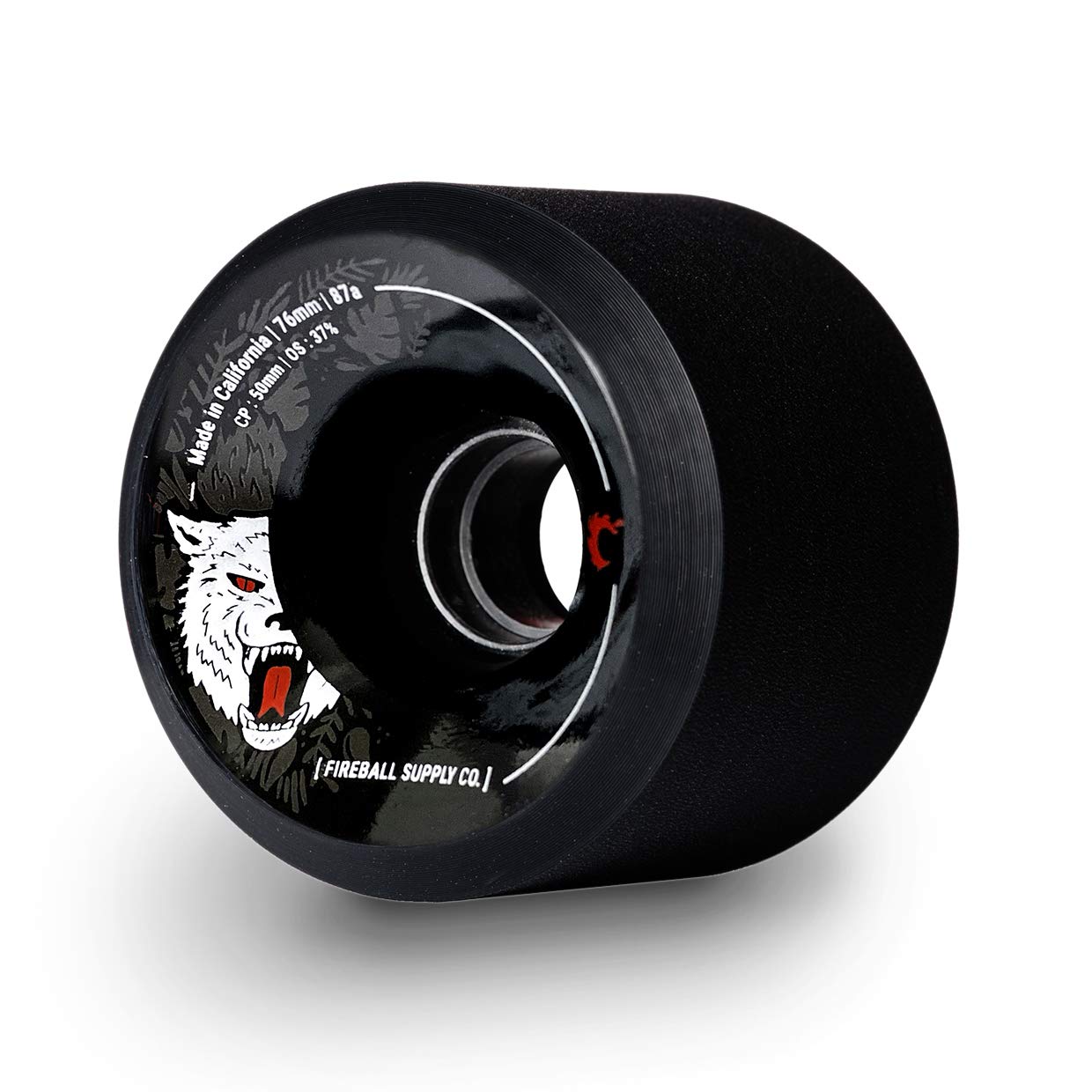 Fireball Beast 76mm Longboard Wheels 87A (Set of 4, Black) For Cruiser Boards