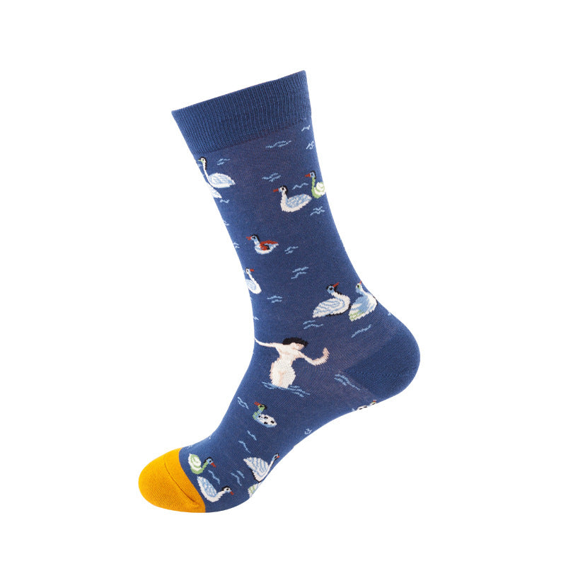 Colorful High-Cut Floral Socks for Skateboarding