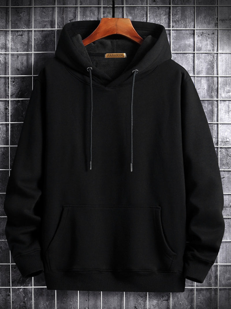 Velvet Thick Cotton Men's Hoodie, Casual Streetwear