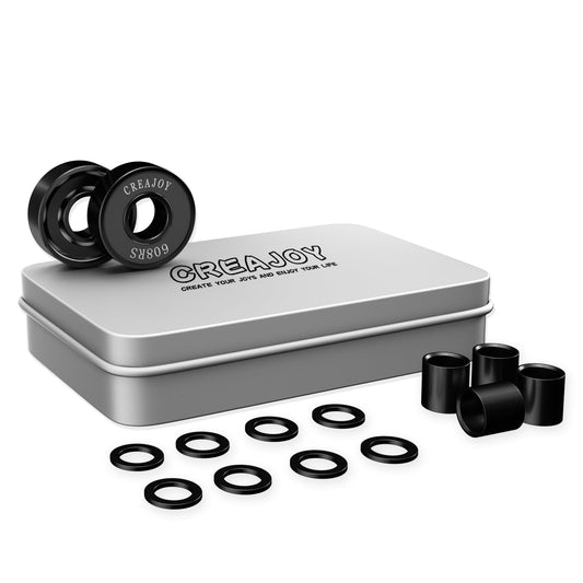 Top Speed 608RS Skateboard Bearings 8-Pack with Spacers and Washers (Steel Black, Black)