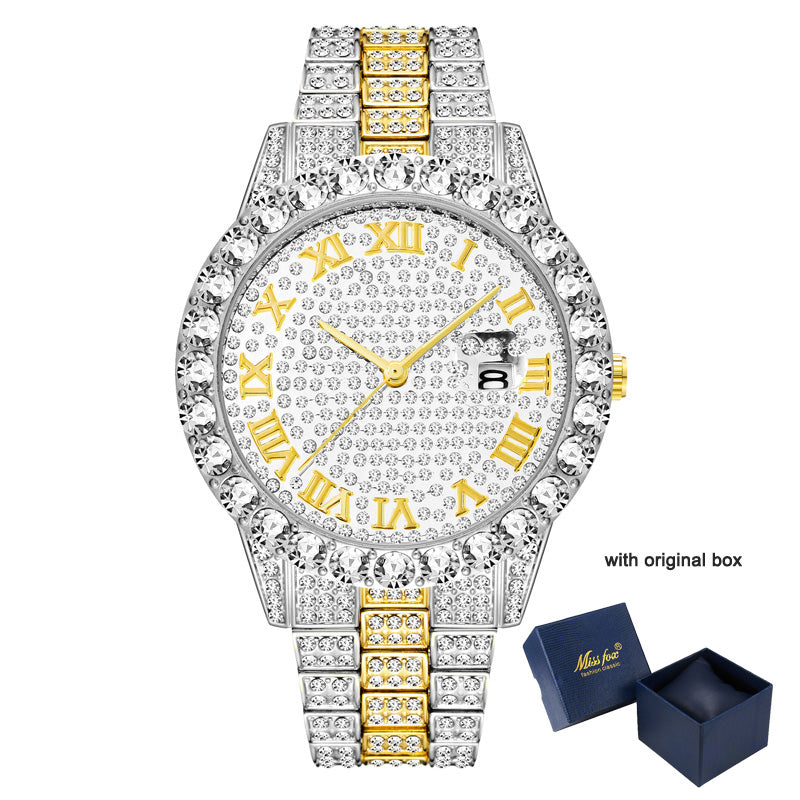 Luxury Waterproof Faux Diamond Men's Watch