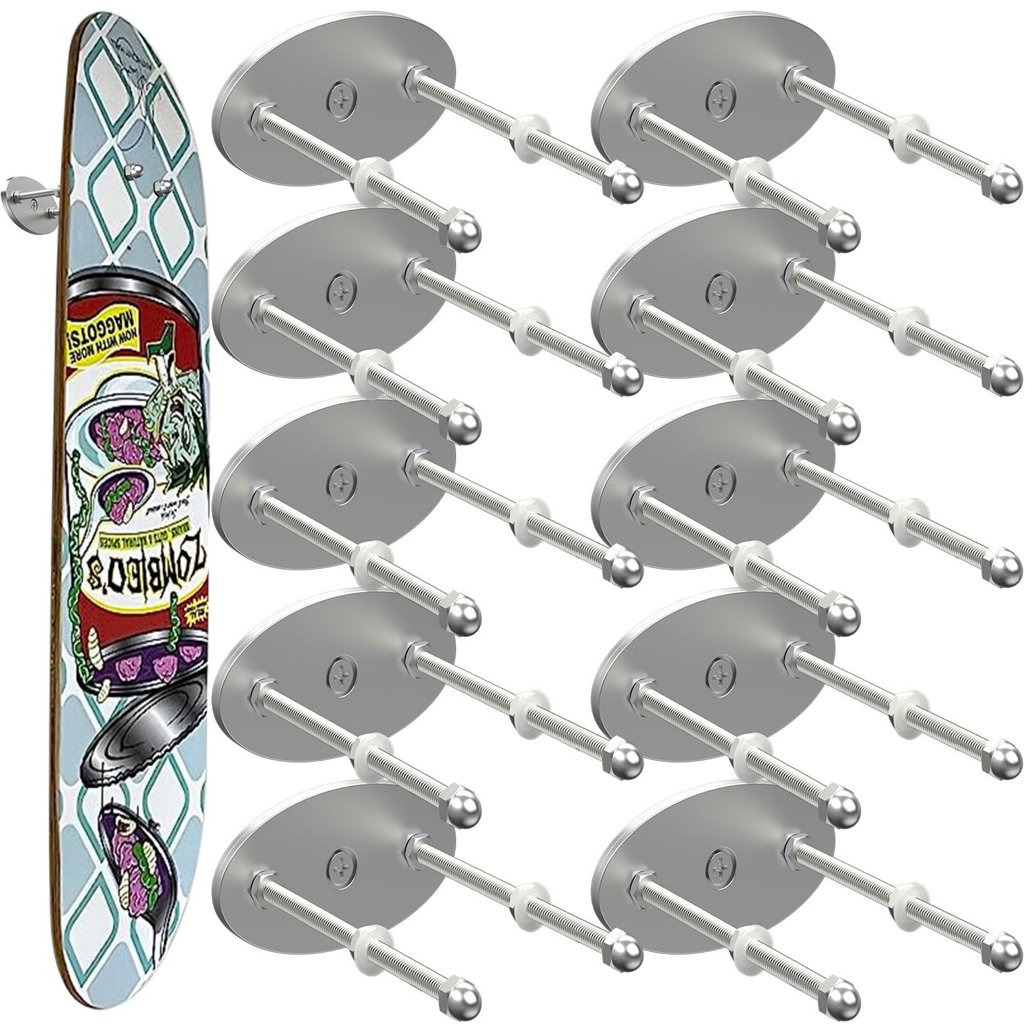 Linone 10-Piece Aluminum Wall Mount Skateboard Hangers For Display