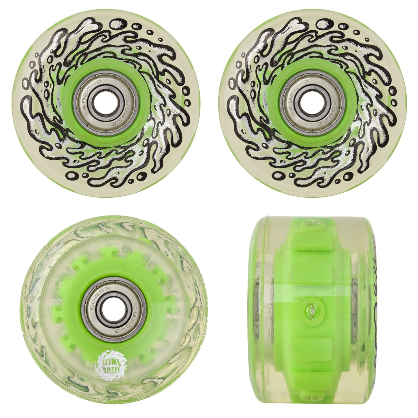 Slime Balls Skateboard Wheels OG Slime, 60mm, 78A, Green LED Light-Ups Old School